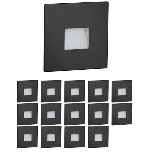 Lampe murale encastrée LED extérieure pour baliser votre terrasse et escalier noir 15pcs