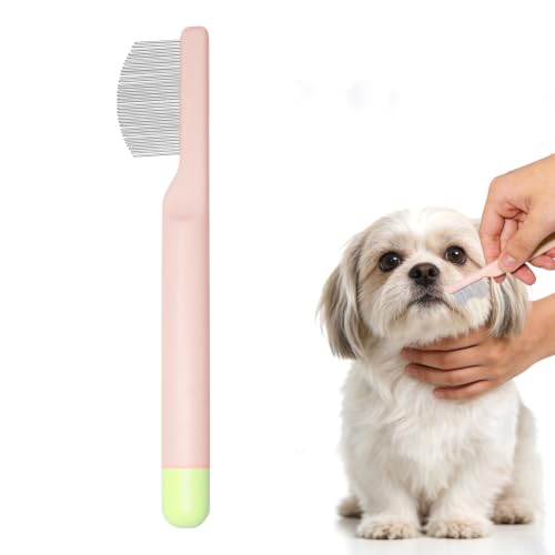 Pet Eye Comb for Small Dogs Cats Hamsters Tear Stain Remover Grooming Brush Gentle Face Paw Coat Cleaning Handheld Design for Yorkie Shih Tzu Maltese Teddy Mini Poodle Puppy Essentials
