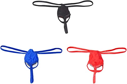 ITODA G-String Herren 3 Stück String Tanga Sexy Offen Set Erotisch Dessous Reizwäsche Männer Thong T-Back Slips Erotik Unterwäsche Dünn Höschen Durchsichtig Transparent Unterhose Eisseide Mankini Gay