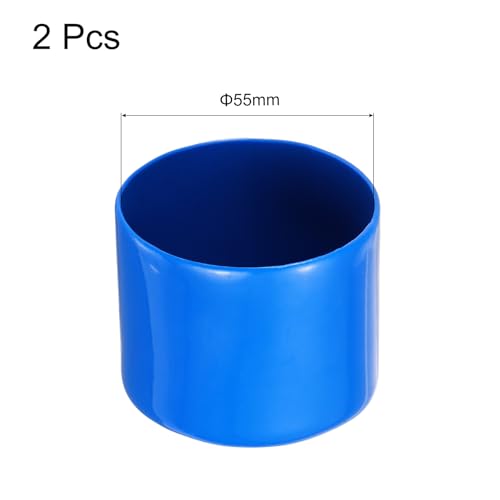 Image of uxcell 2pcs Rubber End Caps 55mm(2.2 Inch) ID Vinyl Round Tube Bolt Cap Cover Screw Thread Protectors Blue, 40mm Height