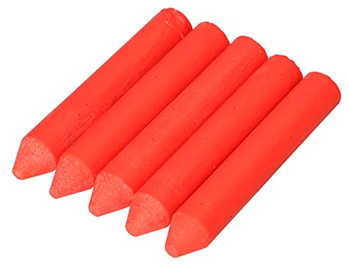 KOTARBAU® 5 x Tizas para marcar, Tiza roja, Marcador de superficies secas y mojadas, Tiza resistente al agua para hierro, hormigón, piedra, madera, Lápiz hexagonal, Tiza para marcar neumáticos, 5 uds