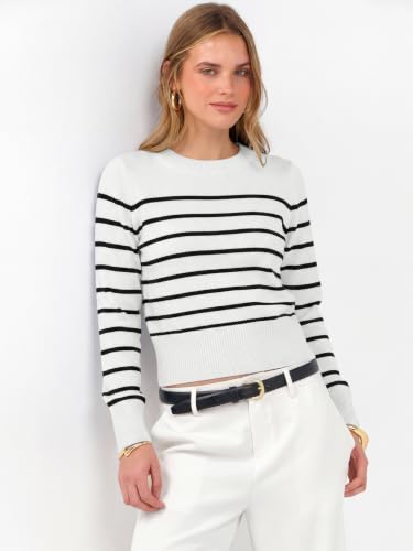 Image of ANRABESS Women's Long Sleeve Sweaters Cropped Crew Neck | Business Casual Tops,Light Weight Comfy Knit,Pullover ShortSweater,Basic Classic,Fall Fashion Winter Layer Clothes