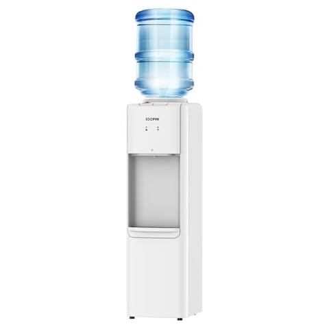 SOOPYK Top Load Hot and Cold Water Dispenser Cooler for 5 Gallon Bottle with Child Safety Lock and Removable Drip Tray White Cover