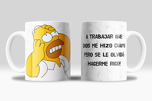 Taza Dios Me Hizo Guapo Pero No Rico - Homer Simsons | Regalos
