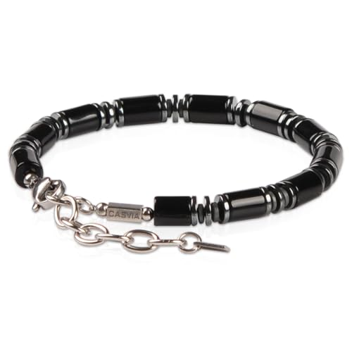 Chakra Protection Mens Bracelet with Black Agate and Hematite, Matched with Thickened Stainless Steel Adjustable Chain Ideal Mens Jewelry for Yourself Father and Friends Bracelets for men