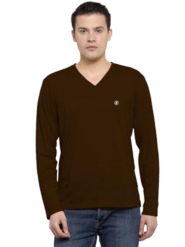 Image of Friskers Men's V-Neck Full Sleeves T-Shirt Blended Cotton with Elastane