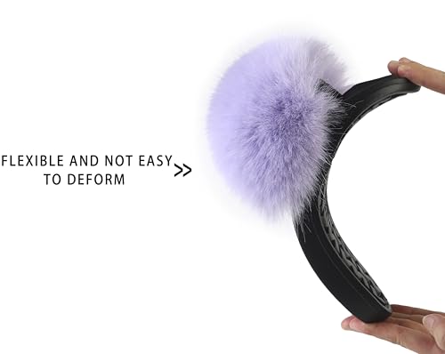 Image of Women's Faux Fur Slides, Open Toe Cute Fur Slippers, Indoor or Outdoor Comfortable Furry Slide Sandals With Fluffy Fur