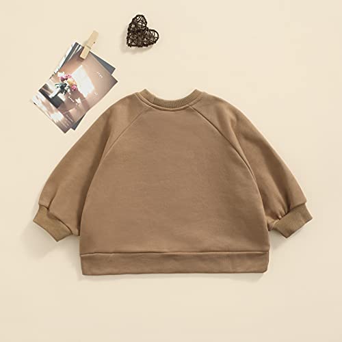 Toddler Boy Girl Fall Clothes Solid Long Sleeve Crew Neck Pullover Top Unisex Kid Simple Style Sweatershirt Outfit3