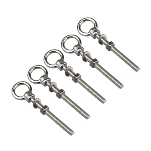 Boulon à œil de levage à épaulement long avec anneau d'écrou, trou de boucle, acier inoxydable 316 M6 M8 M10 M12, 5 pièces(M8X80)