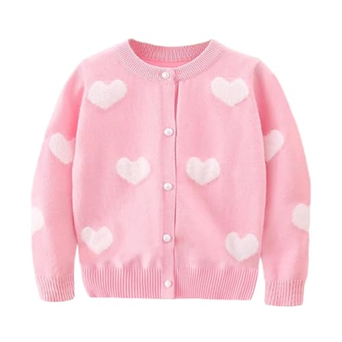 Image of ASHER FASHION Girls Knit Cardigan Heart Sweater Long Sleeve Button Down Love Coat for 2-8 Years Kids Tops