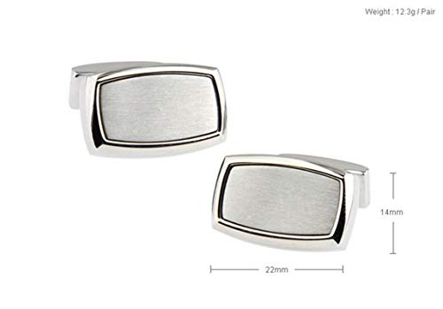 Mancuernillas Rectangulares Plateadas para Hombre Clasicas miniatura 2