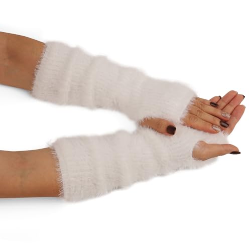 F Flammi Women Arm Warmers Mink-Like Velvet Fingerless Gloves Y2K Wrist Warmers thumb #5