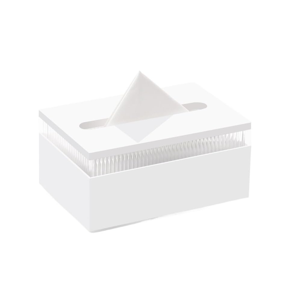 Tissue Box Holder Rectangle Ripple Napkin Paper Case For Home Bathroom Dresser Offices Car Tissue Box Holder(White)