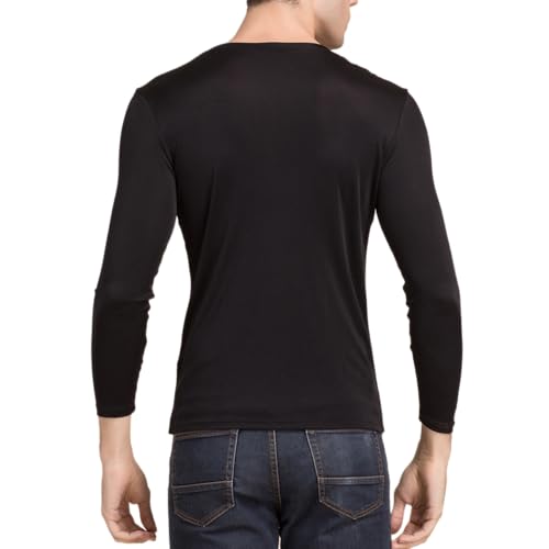 Men Silk Long Johns Shirt Long Sleeves Thermal Underwear Top V Neck Mulberry Silk Base Layer Undershirt Blouse4