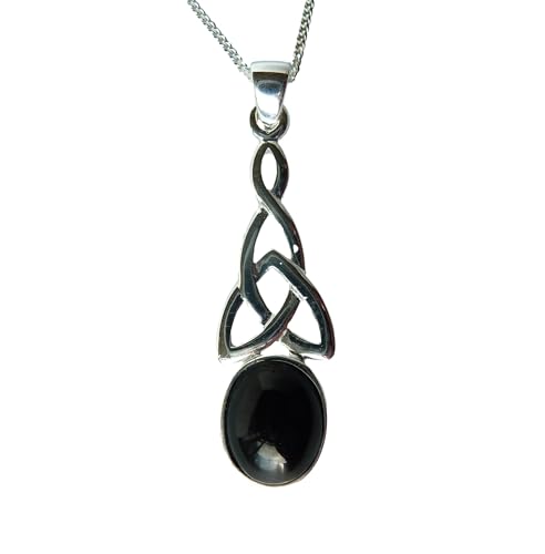 Whitby Jet and Silver Celtic Knot Pendant