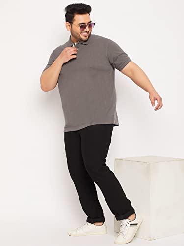 Image of Club York Men Cotton Blend Half Sleeve Polo Neck Solid Plus Size T-Shirt