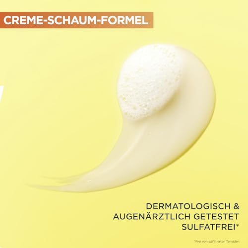Garnier Gesichtsreinigung für fahle, unebenmäßige Haut, Reinigend und feuchtigkeitsspendend, Mit Vitamin C und Glycerin, Vegane Formel, Glow Booster Cream Cleanser Vitamin C, SkinActive, 250 ml 6