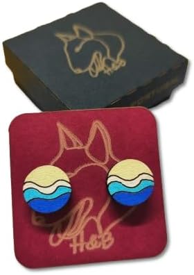 Wooden Sea Waves Earrings, Colorful Earrings, Gift for her, Valentine's Day, Mother's Day, Minimalist, Small Jewelry, Handmade Accessory