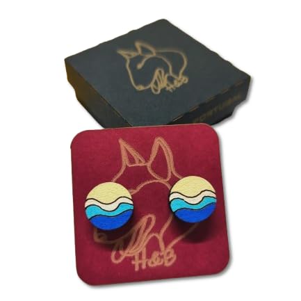 Wooden Sea Waves Earrings, Colorful Earrings, Gift for her, Valentine's Day, Mother's Day, Minimalist, Small Jewelry, Handmade Accessory