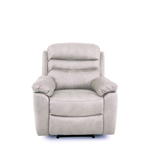 Shiito - Sillón Reclinable con Reposapiés y Función Relax - Modelo Malu - 90 x 100 x 84 cm - Manual - Butaca de Salón Vintage - Tapizado con Tela Gris Cover