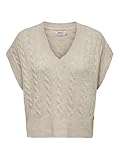 ONLY Damen Pullunder Strickpullunder ONLMELODY XS S M L XL Beige Braun V-Neck, Größe:L, Farbe:Oatmeal Melange 15249328