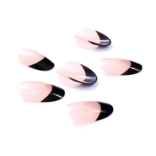 Vatocu Coffin Glossy False Nails Long Pink Fake Nails Flame Tai Chi Press on Nails Black White Full Cover Ballerina Acrylic Stick on Nails for Women and Girls (24 pcs) (Black 2) - Image 4