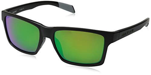 Native Eyewear Flatirons Polarized Sunglasses, Asphalt Frame, Green Reflex Lens