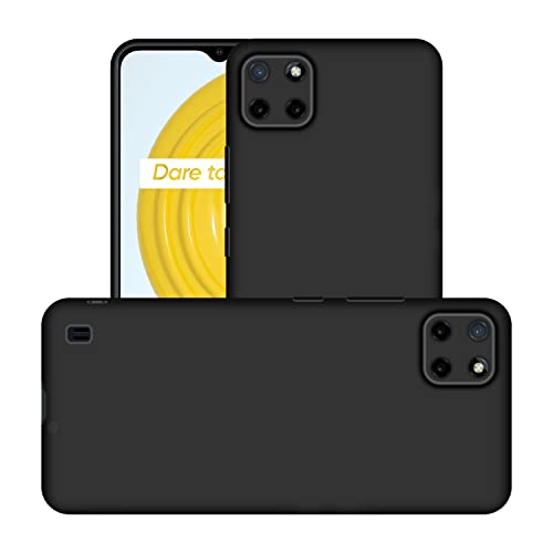 Image of Case Creation Liquid TPU Silicone Cover for Realme C11 2021 Soft Case,Anti-Dirty Slim Case Frosted Matte Cute Candy TPU Raised Bezel (Splash of Color) Back Case Cover for Realme C11 2021 -Black
