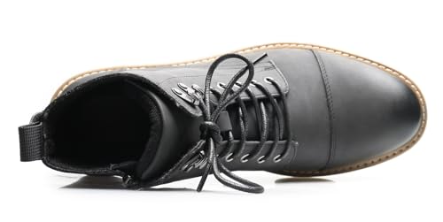 Retro Women Black Lace-up Combat Boots Leather Classic Low Block Chukka Ankle Boots for Women3