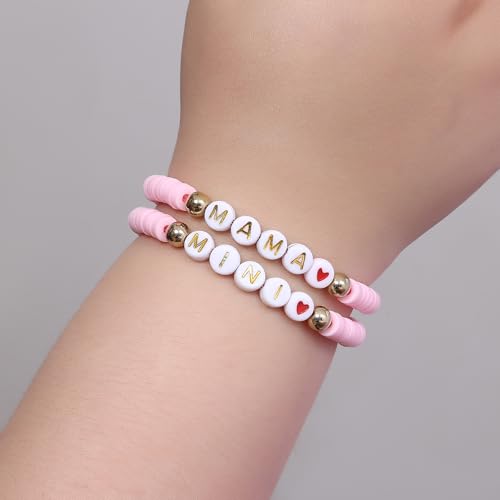 Image of First Day of Preschool Bracelet Back to School Gifts for Kindergarten / Preschool / School Gift Mama and Mini Adjustable Mother Daughter Bracelets as Supplies for Girls to Relieve Study Anxiety