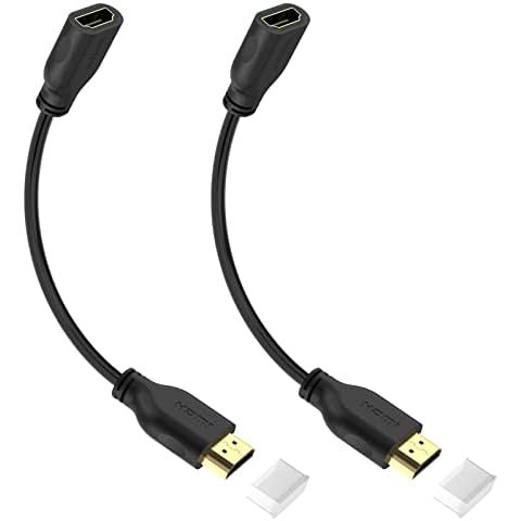 LEENUE HDMI Extension Cable, 4K High Speed HDMI Male to Female Cable 18cm Supports 4K@60Hz, 3D, UHD, 2160p, Compatible with TV Stick, PS5, PS4, HDTV, Monitor, 2 Pack Cover