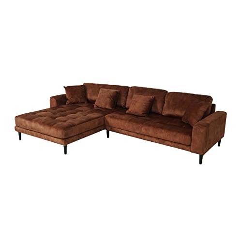 Mendler Ecksofa HWC-J54, Couch Sofa 3-Sitzer L-Form Liegefläche Links/rechts 295cm - Samt rost-rot – Bild 5
