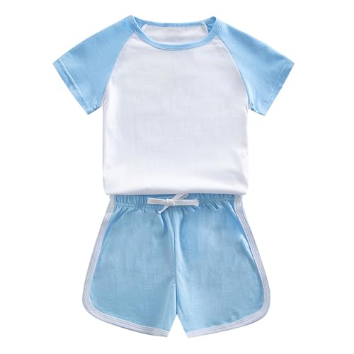 Little Boys Girls Pyjamas Sets Polychrome Cowl Neck Tops and Adjustable Elastic Waist Shorts 2Pcs Summer 𝗣j𝐬 for Kids2