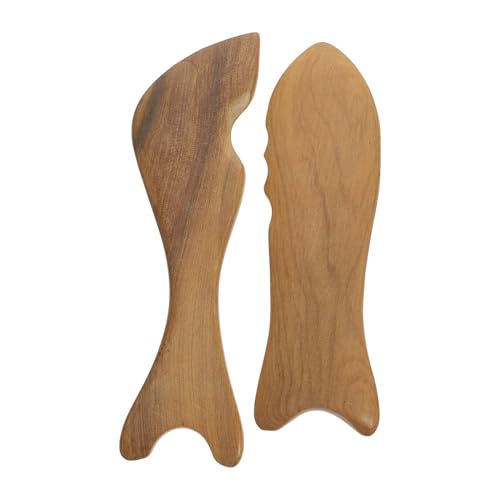 GALPADA 2 piezas Tablero Gua Sha de Madera Forma de Pez Herramienta de Masaje Corporal para Cuello Cervicales Relajación Muscular y Estimulación Circulación