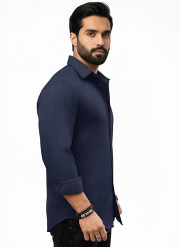 Image of Amazon Brand - INKAST Men's Regular Fit Button Down Dress Shirts Textured Long Sleeve Casual Hawaiian Shirt