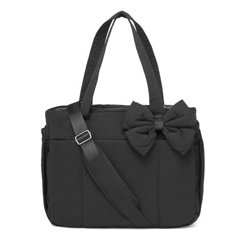Luvy Bag, Light Weight Crush Bow Tote Bags for Women, Fashion Puffy Shoulder Handbag for Work, Travel, Beach, Shopping