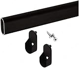 Top Shelf Hardware Barra ovalada para armario con soportes finales (negro, 18 pulgadas de ancho espacio)
