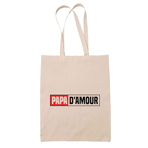 Sac cabas jute papa d'amour, le grand tote bag familial en toile naturelle pour la plage
