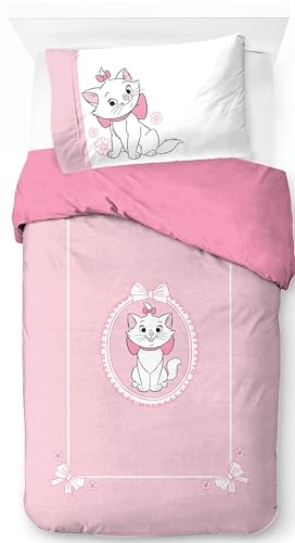 Jay Franco Disney Aristochats 100% Coton Ensemble Housse de Couette Lit Simple – Linge de Lit Marie Kitty Blanc Comprend Une Taie d’Oreiller 50 x 70 cm