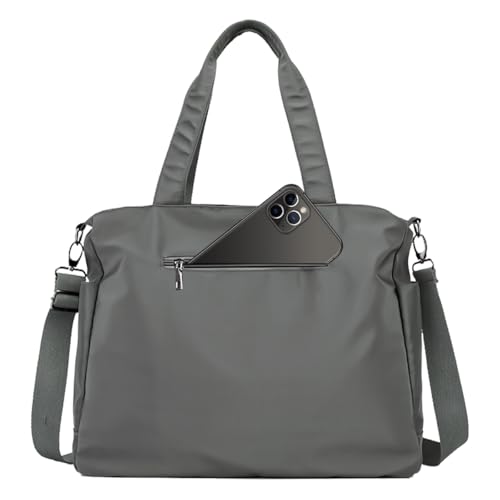Bolsa Grande Feminina Sacola Alça De Ombro Moderna Com Ziper Trabalho Passeio Faculdade (CINZA)