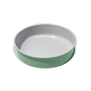 Caraway Non-Stick Ceramic 9” Circle Pan – Naturally Slick Ceramic Coating – Non-Toxic, PTFE & PFOA Free – Perfect for Birthday Cakes, Tartes, & More – Sage