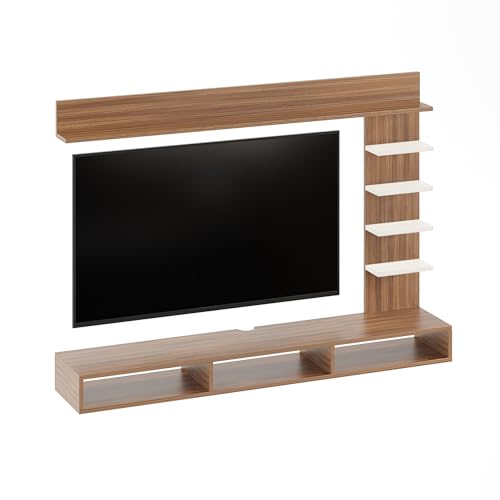 Image of FURNEASER Eplus Engineered Wood Wall Mount TV Unit /TV Stand /TV Cabinet /TV Entertainment Unit /Set Top Box Stand (Ideal for 50-55 Inch) (D.I.Y) (Exotic Teak & White)