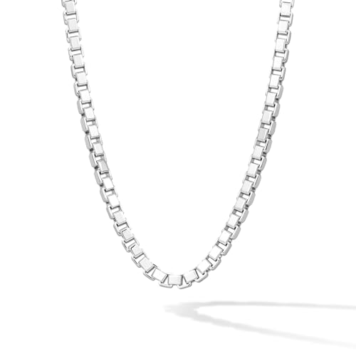 Mens Solid Sterling Silver Cuban Necklace 2.8mm Diamond-Cut Link Chain for Men, 25 in