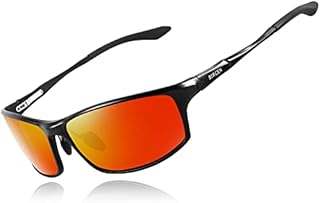 Bircen Polarized Mens Sunglasses: UV Protection Black Blue Shades for Men Sport Driving with Al-Mg Metal Frame