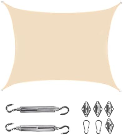 Toldo Vela Rectangular 3x4m Impermeable y Antiviento, Vela De Sombra Exterior con Ojales, Transpirable, Protección UV, con Accesorios De Instalación, para Patio,Jardín, Exteriores, Terraza