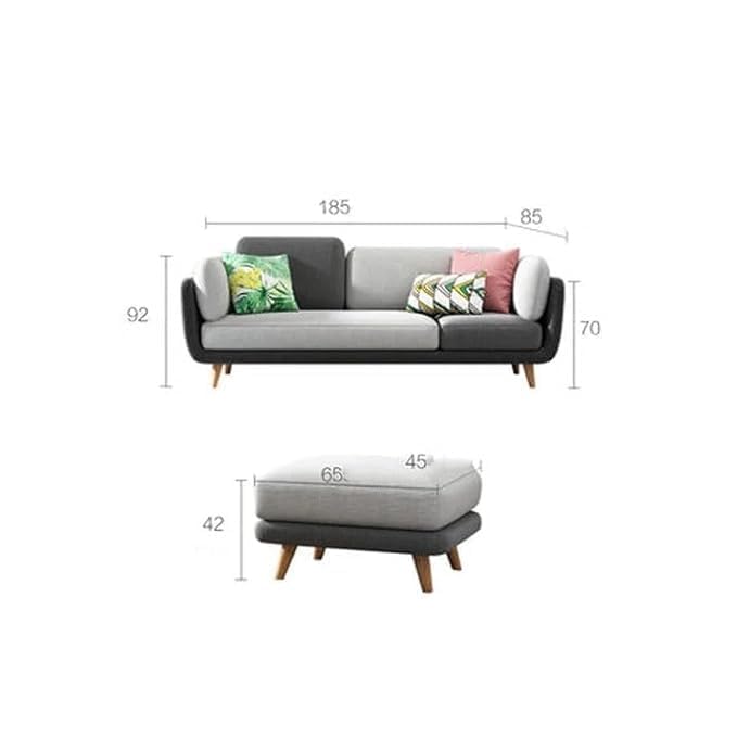 Image of Velvet Contemperory Sofa with Cushion Chaise Lounge Sectional Sofa Perfect for Living Room & Bedroom Guests Home & Office (Sky Blue 3+Stool)
