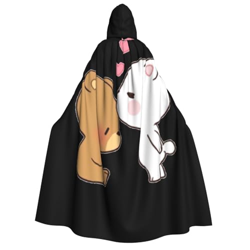 DUWAA Capa con capucha unisex con estampado de oso blanco, capa medieval de mago, capa renacentista, disfraz de Halloween, cosplay