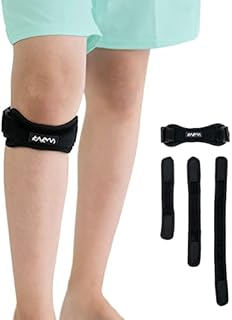 KARM Kids Osgood Schlatter Knee Brace Youth - Kids Patella Brace Strap - Knee Band for Child, Kids, Boys and Girls with 3 Different Length Adjustable Straps for Sports, Knee Pain & MCL (1PC; Black)