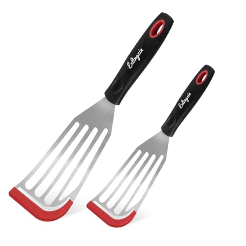 2 espátulas de pescado para pescado, espátula de metal para pescado, espátula de silicona para pescado, aleta de pescado, ideal para asar y hacer tortillas