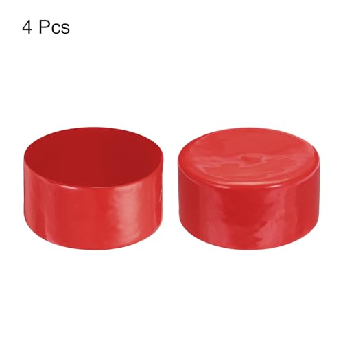 Image of uxcell 4pcs Rubber End Caps 100mm ID Vinyl Round End Cap Cover Screw Thread Protectors Red, 50mm Height